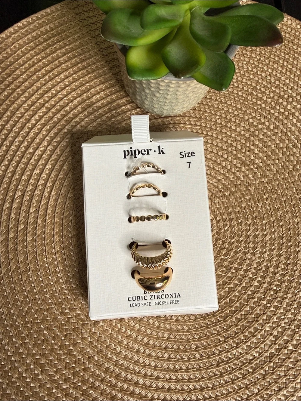 Piper K 🔥 playful Mixed Ring Set with Textured & Polished Styles